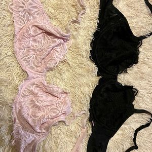 2 PINK 36D Hardly worn lace bras